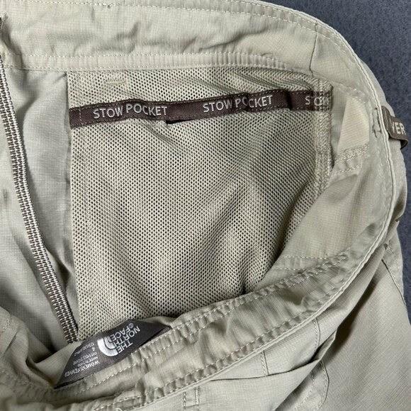 The North Face Womens 4 Khaki Lightweight Outdoor Hiking Roll Up Shorts Pockets - Picture 13 of 16